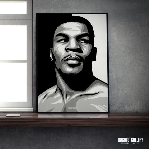 Mike Tyson: Young Version - B&W Icon Portrait - A3, A2, A1 & A0 Print