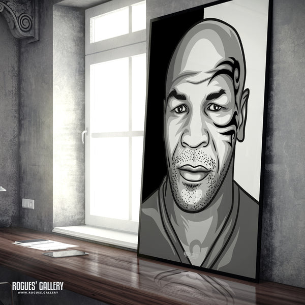 Mike Tyson: Older Version - B&W Icon Portrait - A3, A2, A1 & A0 Print