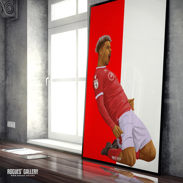 Lyle Taylor: Celebration - Nottingham Forest Striker - A0, A1 or A3 Icon Print