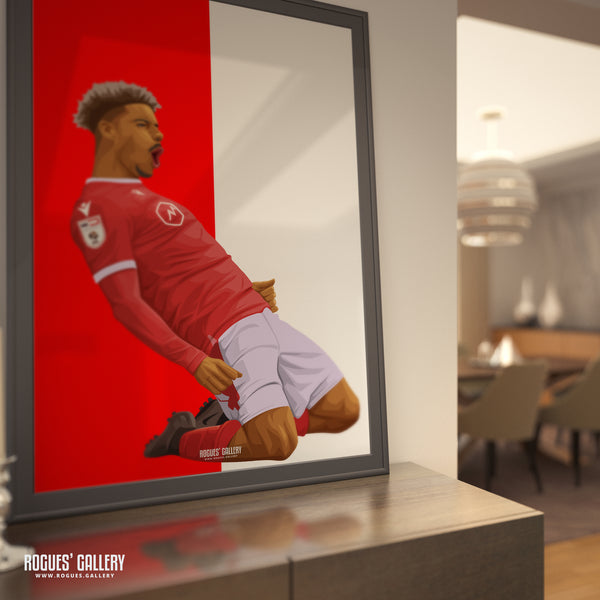 Lyle Taylor: Celebration - Nottingham Forest Striker - A0, A1 or A3 Icon Print