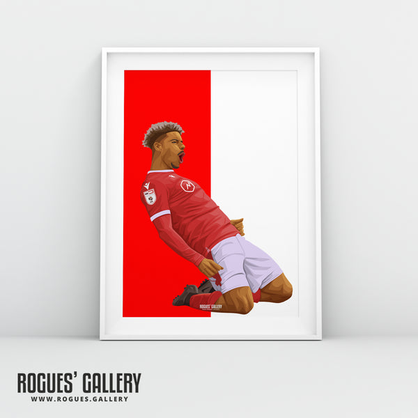 Lyle Taylor: Celebration - Nottingham Forest Striker - A0, A1 or A3 Icon Print