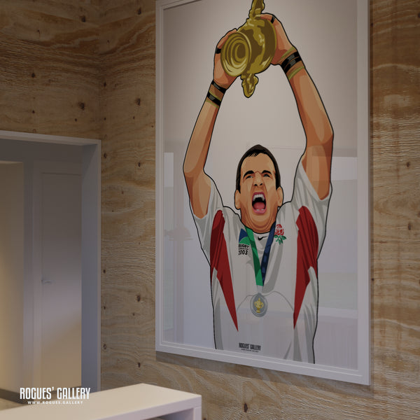 Johnno Lifting The Trophy - England Rugby World Cup 2003 Winners - A3/A1/A0 Prints