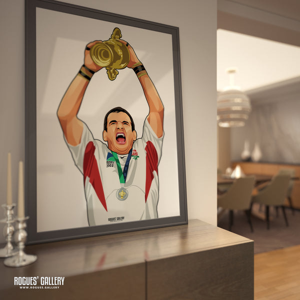 Johnno Lifting The Trophy - England Rugby World Cup 2003 Winners - A3/A1/A0 Prints