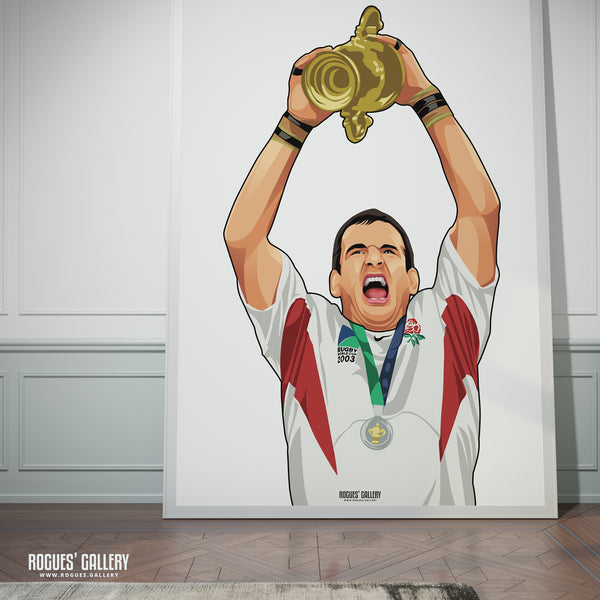 Johnno Lifting The Trophy - England Rugby World Cup 2003 Winners - A3/A1/A0 Prints