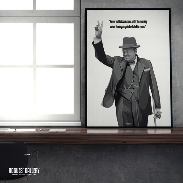Winston Churchill: V For Victory - Classic Quotes Prints - A3, A2, A1 & A0 Sizes