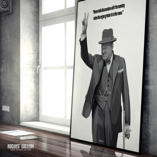 Winston Churchill: V For Victory - Classic Quotes Prints - A3, A2, A1 & A0 Sizes