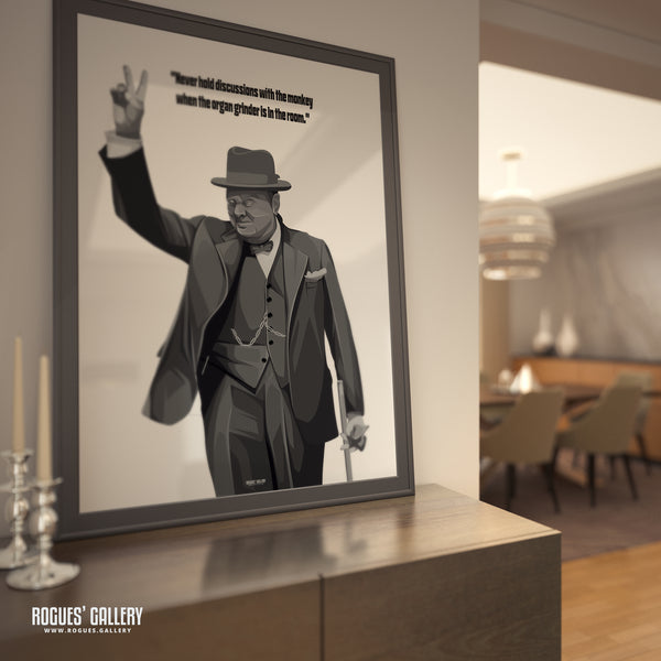 Winston Churchill: V For Victory - Classic Quotes Prints - A3, A2, A1 & A0 Sizes