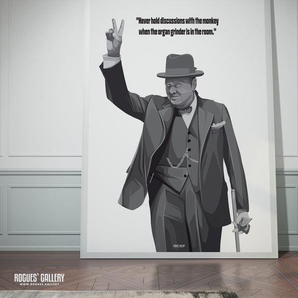 Winston Churchill: V For Victory - Classic Quotes Prints - A3, A2, A1 & A0 Sizes