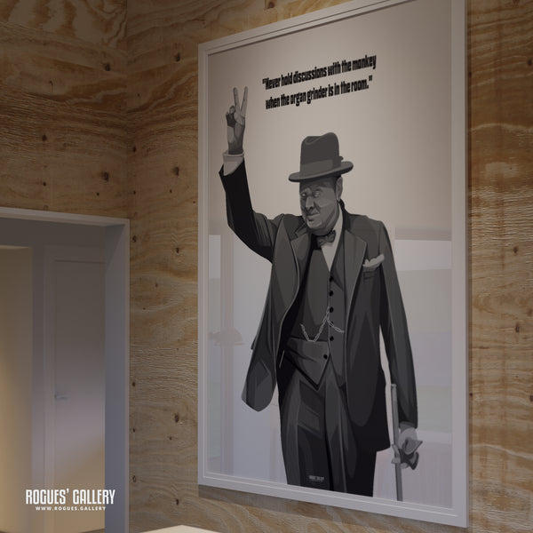 Winston Churchill: V For Victory - Classic Quotes Prints - A3, A2, A1 & A0 Sizes