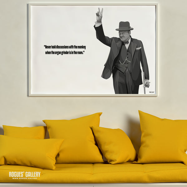 Winston Churchill: V For Victory - Classic Quotes Prints - A3, A2, A1 & A0 Sizes