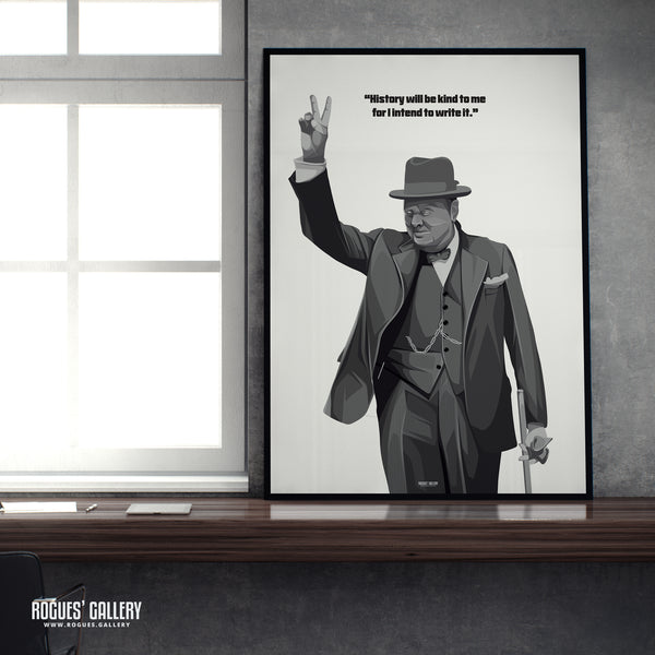 Winston Churchill: V For Victory - Classic Quotes Prints - A3, A2, A1 & A0 Sizes