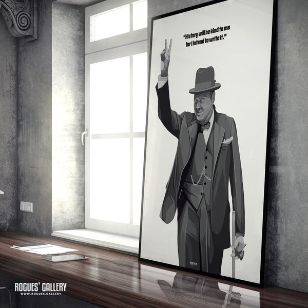 Winston Churchill: V For Victory - Classic Quotes Prints - A3, A2, A1 & A0 Sizes