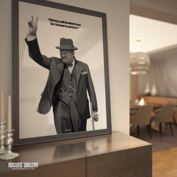 Winston Churchill: V For Victory - Classic Quotes Prints - A3, A2, A1 & A0 Sizes