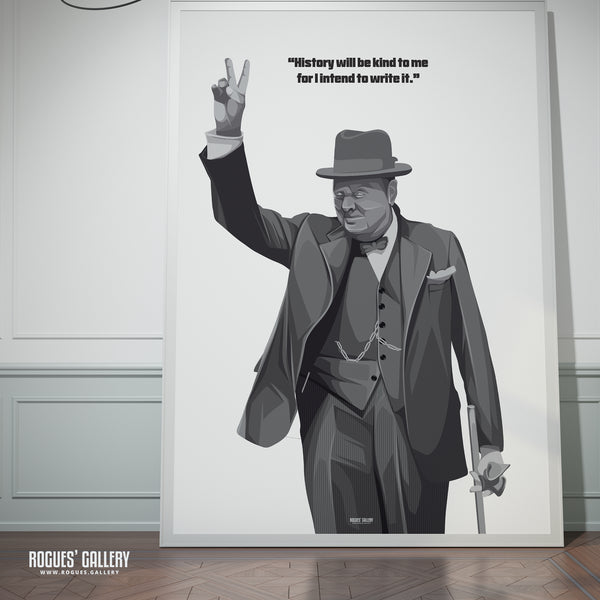 Winston Churchill: V For Victory - Classic Quotes Prints - A3, A2, A1 & A0 Sizes