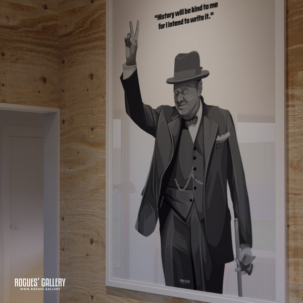 Winston Churchill: V For Victory - Classic Quotes Prints - A3, A2, A1 & A0 Sizes