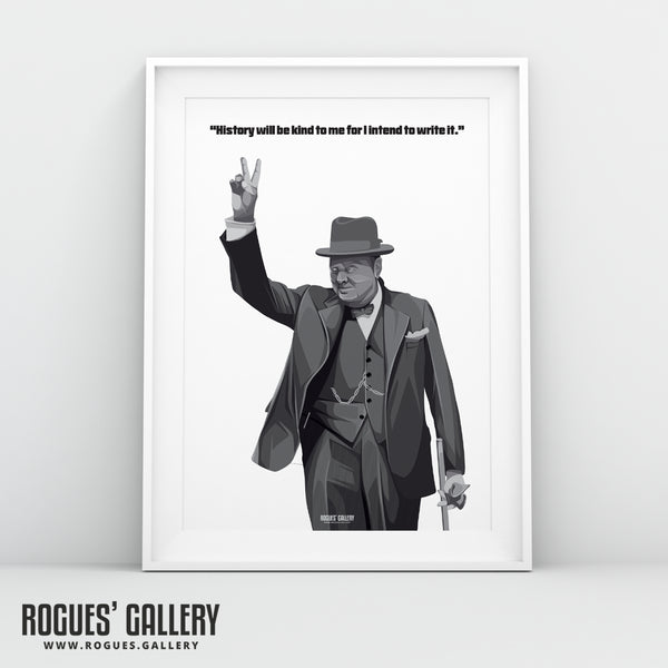 Winston Churchill: V For Victory - Classic Quotes Prints - A3, A2, A1 & A0 Sizes