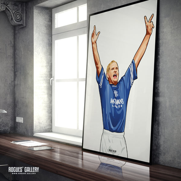 Paul Gascoigne: Celebrating for Rangers - A0, A1, A2 or A3 Prints