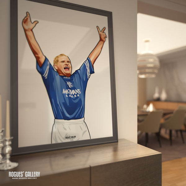 Paul Gascoigne: Celebrating for Rangers - A0, A1, A2 or A3 Prints