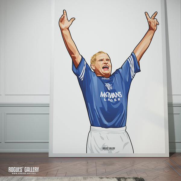 Paul Gascoigne: Celebrating for Rangers - A0, A1, A2 or A3 Prints