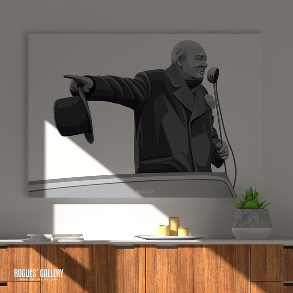 Winston Churchill: Broadcasting - A3, A2, A1 & A0 Sized Prints