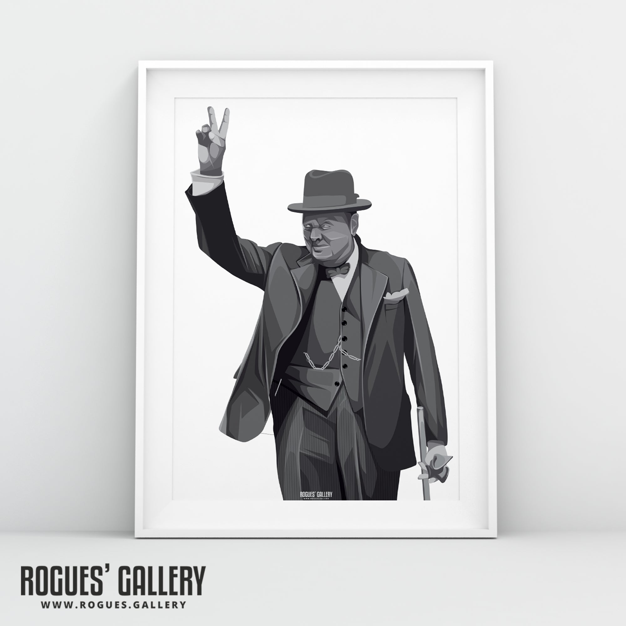 Winston Churchill: V For Victory - A3, A2, A1 & A0 Sized Prints