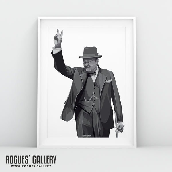 Winston Churchill: V For Victory - A3, A2, A1 & A0 Sized Prints