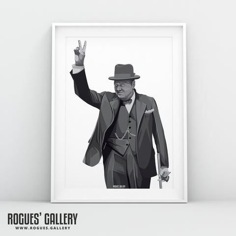 Winston Churchill: V For Victory - A3, A2, A1 & A0 Sized Prints