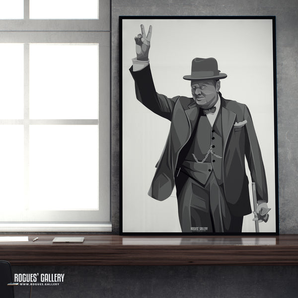 Winston Churchill: V For Victory - A3, A2, A1 & A0 Sized Prints