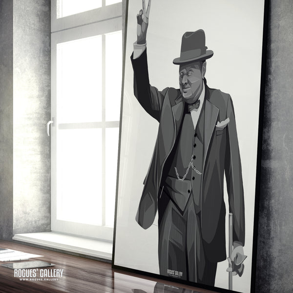 Winston Churchill: V For Victory - A3, A2, A1 & A0 Sized Prints