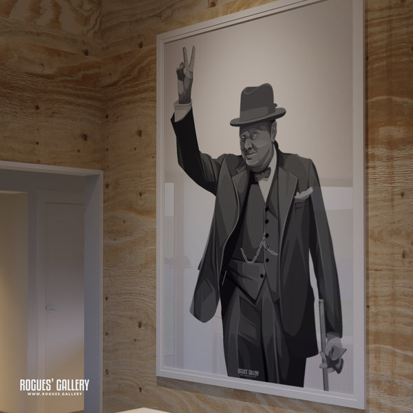 Winston Churchill: V For Victory - A3, A2, A1 & A0 Sized Prints