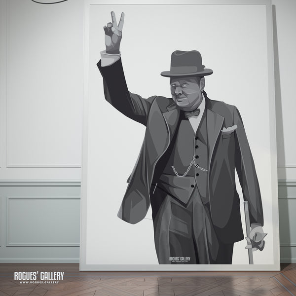 Winston Churchill: V For Victory - A3, A2, A1 & A0 Sized Prints