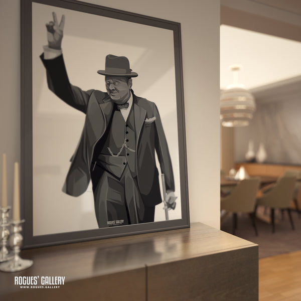Winston Churchill: V For Victory - A3, A2, A1 & A0 Sized Prints