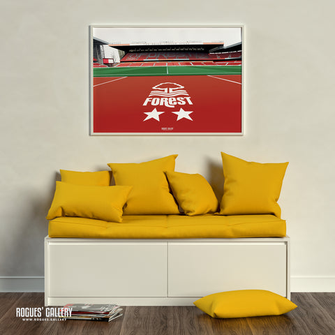 The Brian Clough Stand: The City Ground - Home of Nottingham Forest - A0, A1, A2 or A3 Print