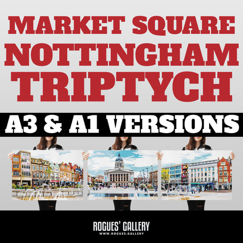 Market Square - Nottingham - Triptych Set of three A3 or A1 Sized Prints