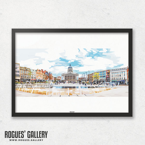 Market Square - Nottingham - A3, A2, A1 or A0 Sized Prints - 2 versions available