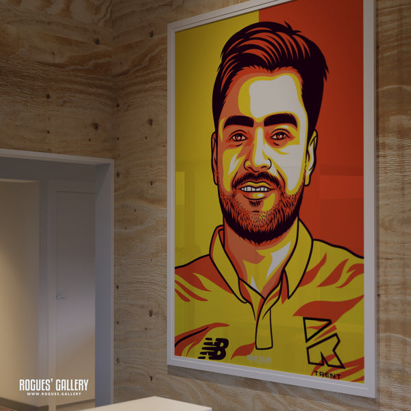 Rashid Khan - Trent Rockets & Afghanistan Star All Rounder - Get Behind The Lads A3/2/1/0 Icon Print