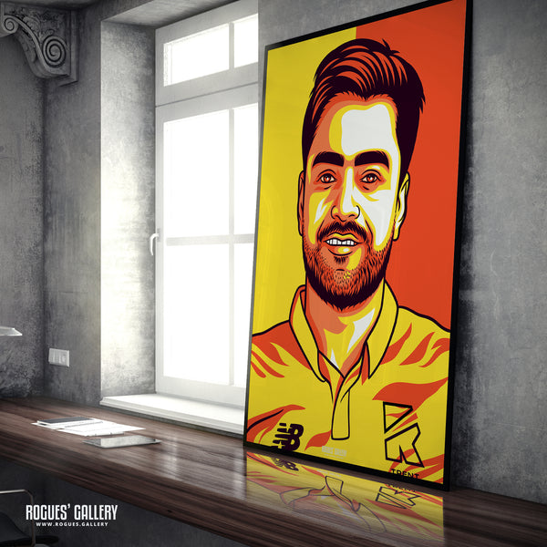 Rashid Khan - Trent Rockets & Afghanistan Star All Rounder - Get Behind The Lads A3/2/1/0 Icon Print