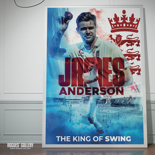 Jimmy Anderson - England Cricket Legend & The King of Swing Concept Poster (Two Versions) - A0, A1, A2 or A3 Prints