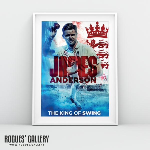 Jimmy Anderson - England Cricket Legend & The King of Swing Concept Poster (Two Versions) - A0, A1, A2 or A3 Prints