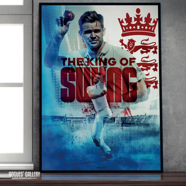 Jimmy Anderson - England Cricket Legend & The King of Swing Concept Poster (Two Versions) - A0, A1, A2 or A3 Prints