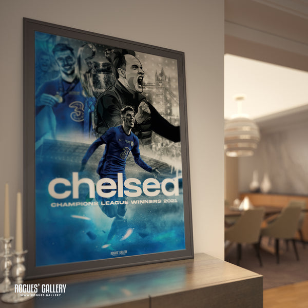 Chelsea 2021 European Champions League Winners - A0, A1, A2 or A3 Concept Poster Print