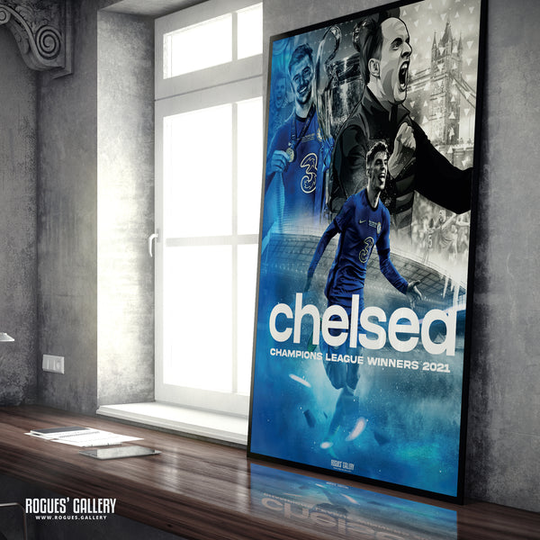 Chelsea 2021 European Champions League Winners - A0, A1, A2 or A3 Concept Poster Print