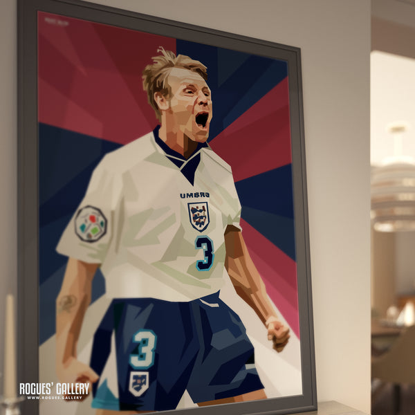 Stuart Pearce: Psycho Screaming - Euro '96, England & Nottingham Forest - A0, A2, A1 or A3 Pop Art Prints