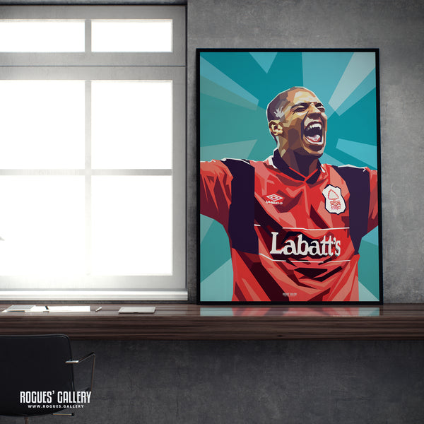 Stan Collymore: Electric - Nottingham Forest - A0, A1, A2 or A3 Pop Art Print