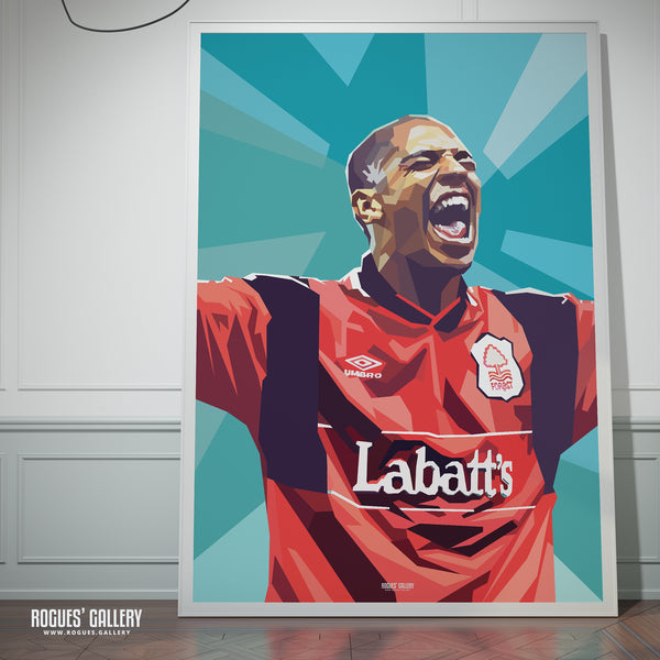 Stan Collymore: Electric - Nottingham Forest - A0, A1, A2 or A3 Pop Art Print