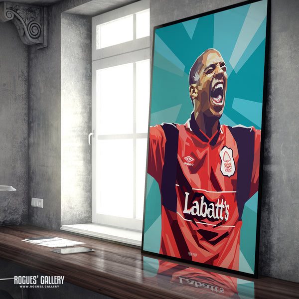 Stan Collymore: Electric - Nottingham Forest - A0, A1, A2 or A3 Pop Art Print