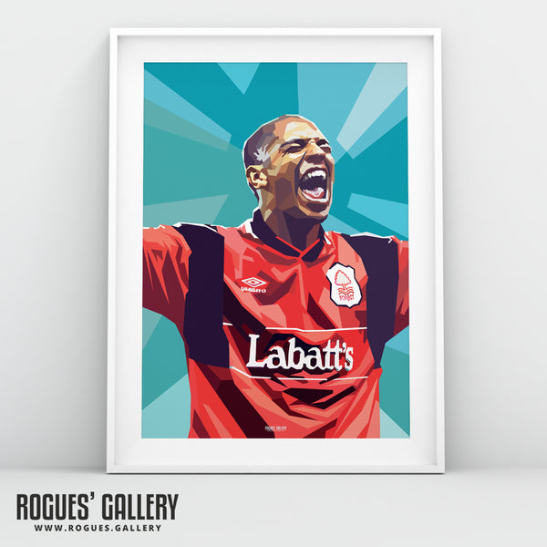 Stan Collymore: Electric - Nottingham Forest - A0, A1, A2 or A3 Pop Art Print