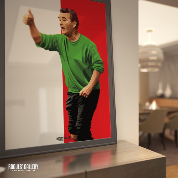 Thumbs Up from Cloughie (2 Versions) - Brian Clough: Nottingham Forest Legend - A0, A1, A2 or A3 Prints