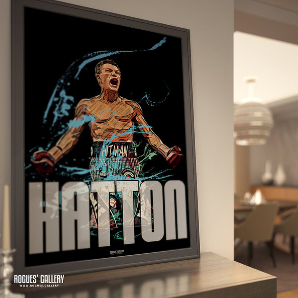 Ricky 'Hitman' Hatton: Black & Blue - Manchester Boxing Great - A0, A1, A2 or A3 Prints