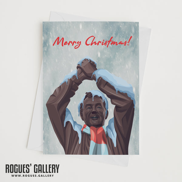 Snowy Brian Clough Statue  - Nottingham Forest Christmas Cards